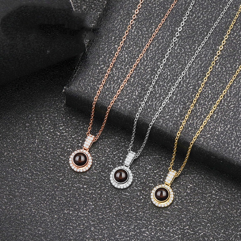 S925 Silver Photo Projection Diamond Set Necklace