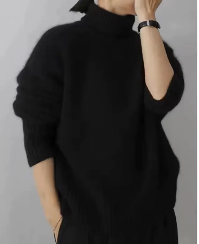 Women's Turtleneck Autumn And Winter Thickening Inner Wear Base Cashmere Sweater Sweater Black - Shop at LoveMi