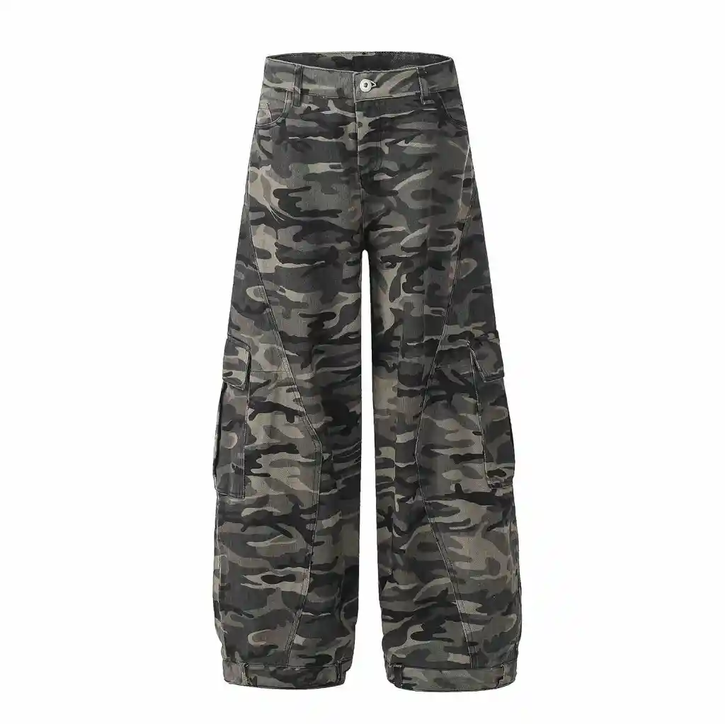 Retro Camouflage Wide-leg Overalls Women's Loose Casual Pants - Camouflage