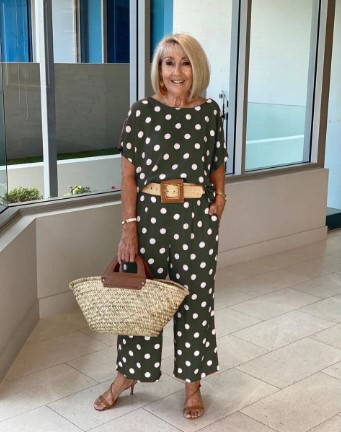 Printed Round Neck Short Sleeve Top Wide Leg Leisure Suit