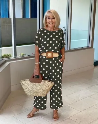 Printed Round Neck Short Sleeve Top Wide Leg Leisure Suit Army Green - Shop at LoveMi
