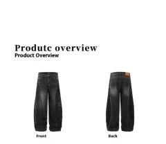 Retro Cat Beard Machete Jeans Women Loose Straight-leg Wide-leg - Black - View 1
