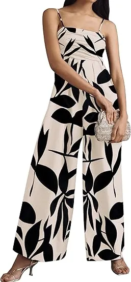 Women's Backless Waist Trimming Wide-leg Jumpsuit - 1 Style