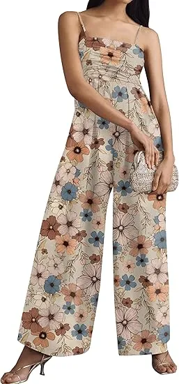 Women's Backless Waist Trimming Wide-leg Jumpsuit - 4 Style