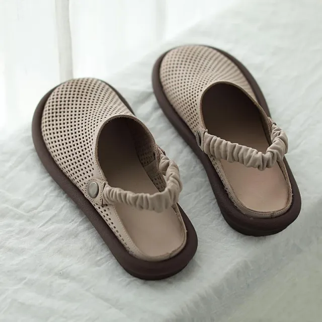 Fashion Soft Bottom Two way Wear Sandals Women Beige - Shop at LoveMi