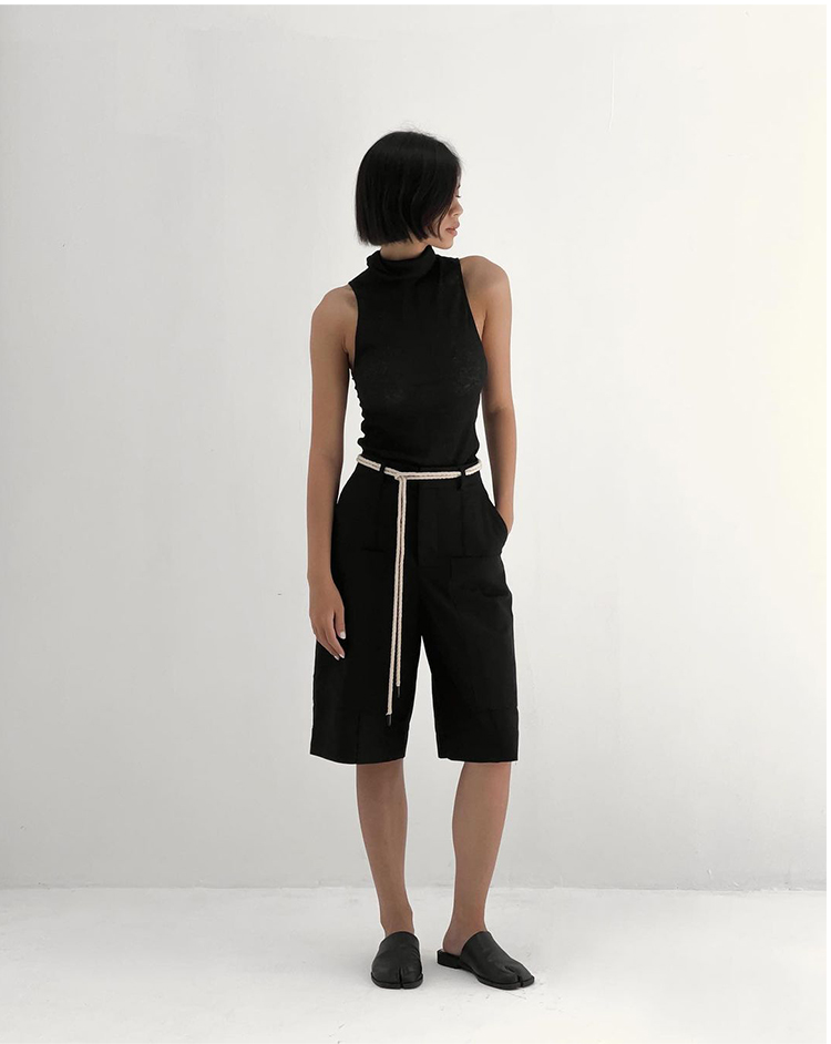 Pile Collar Knitted Sleeveless Micro-transparent American Vest Sexy Top