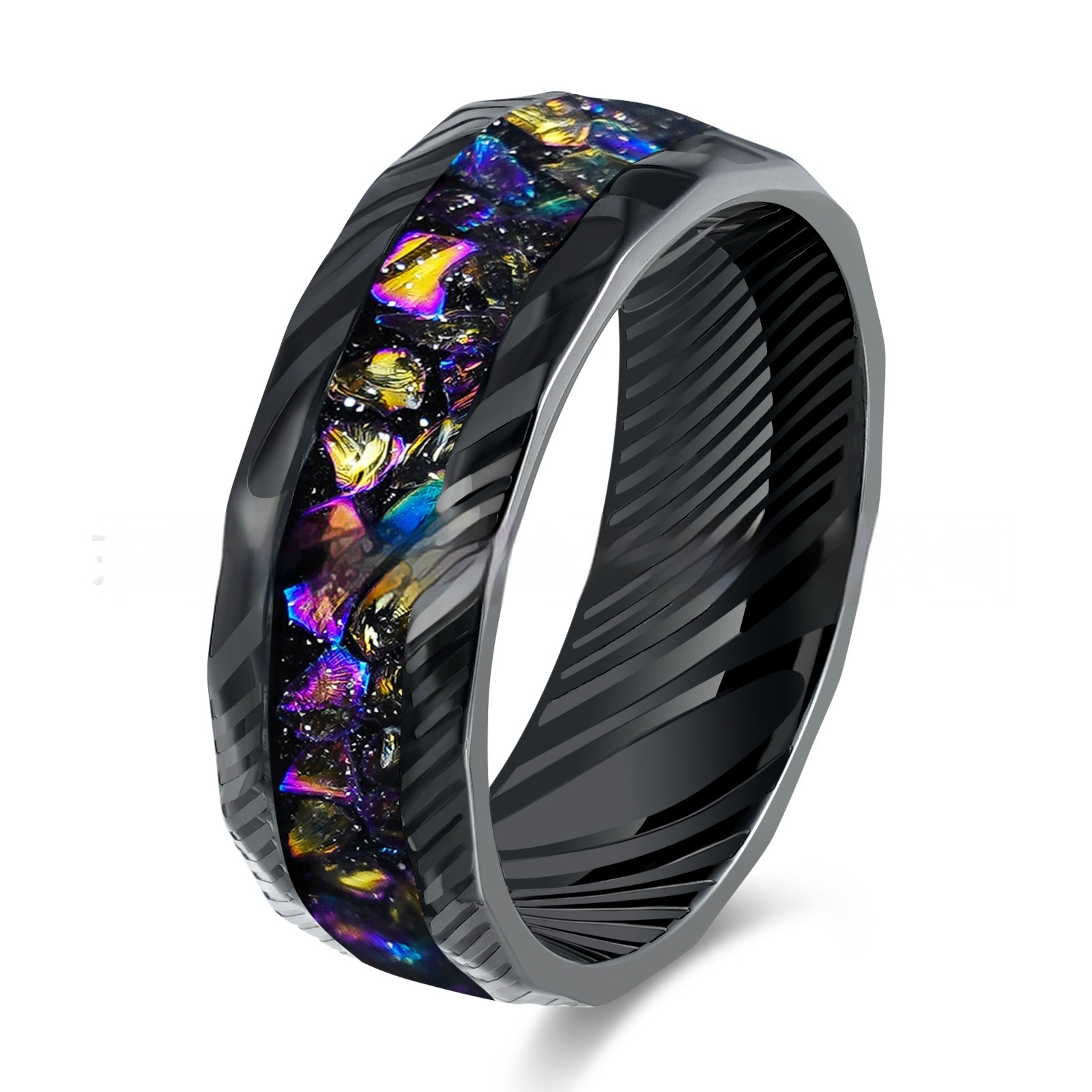Men's Electric Black 8mm Stainless Steel Ring