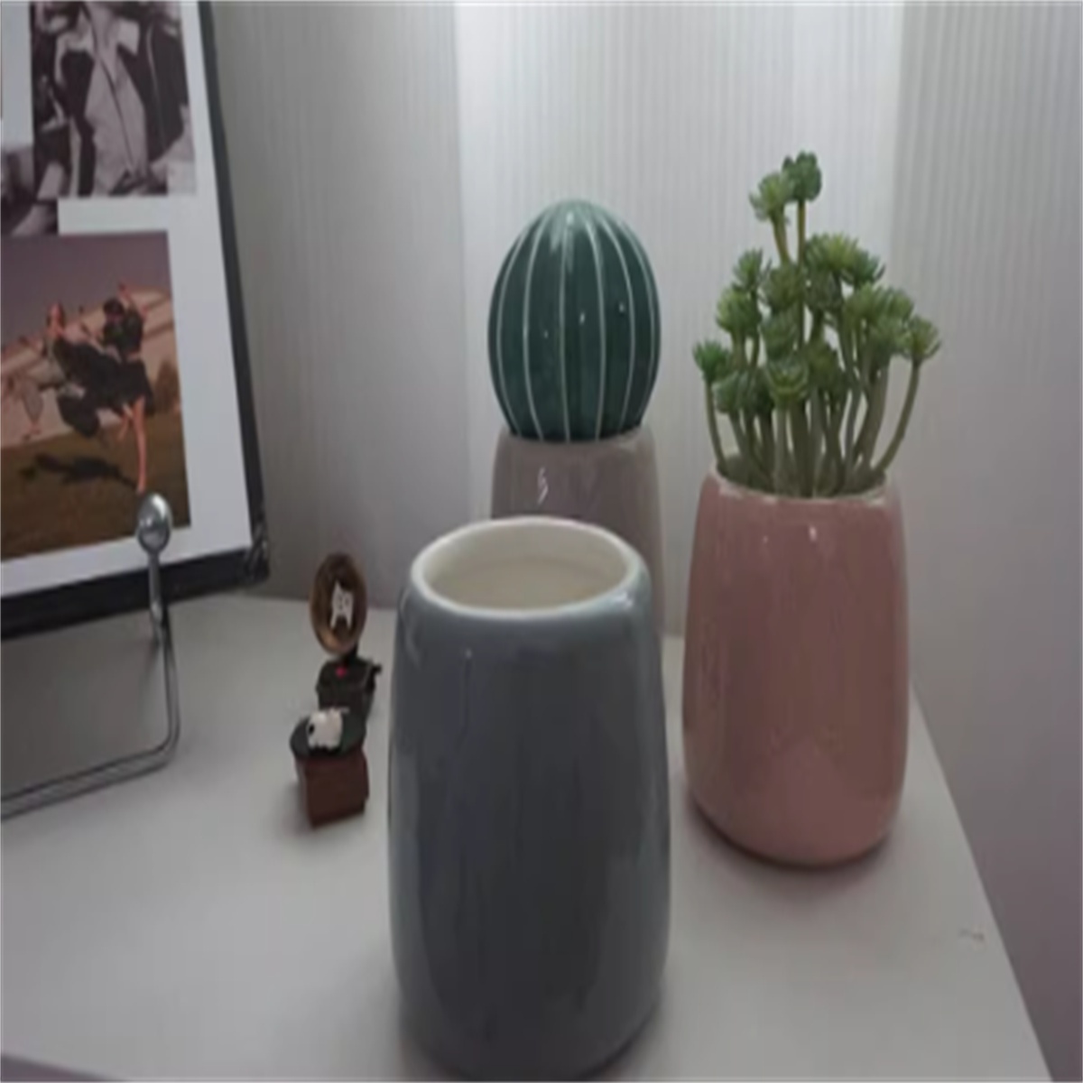 Cute Succulent Colored Glaze Ceramic Flower Pot Balcony Simple Personality