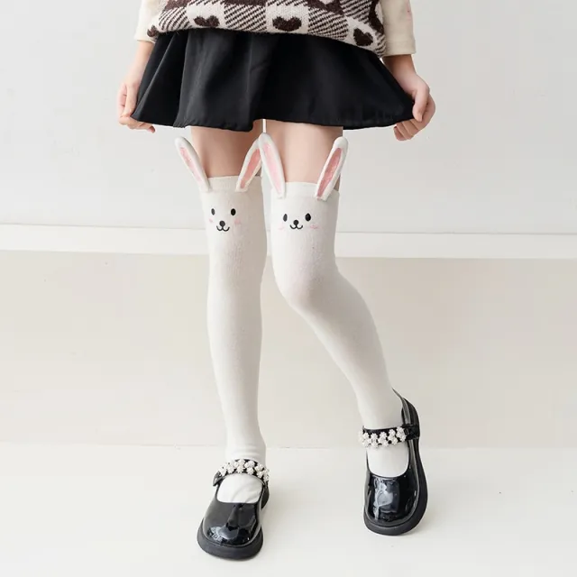 Cute Girl Cartoon Unique Panda Puppy Bunny Princess Style Long Socks M White Rabbit - Shop at LoveMi
