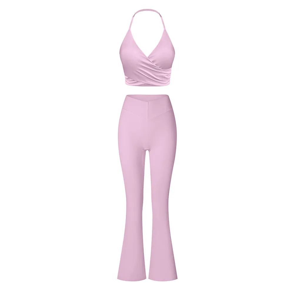 Brushed Skinny Yoga Clothes Suit Sports And Leisure Suit - M-Lilac Colour Trousers Suit