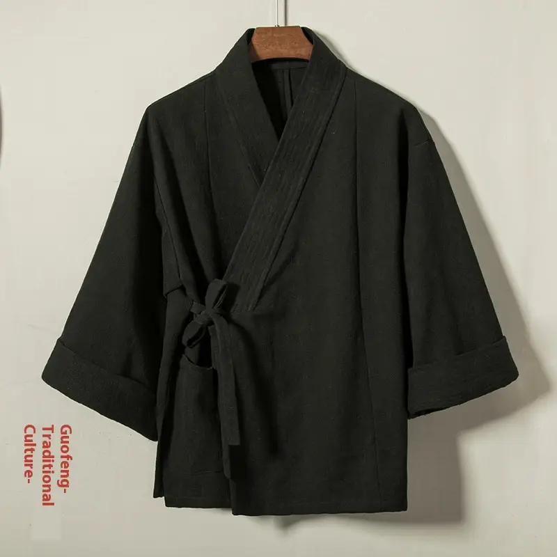 Chinese Style Men's Clothing Loose Thick Cotton And Linen Robe