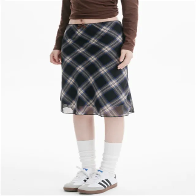 High Waist Slimming All match Medium And Long Petite A line Skirt Blue - Shop at LoveMi