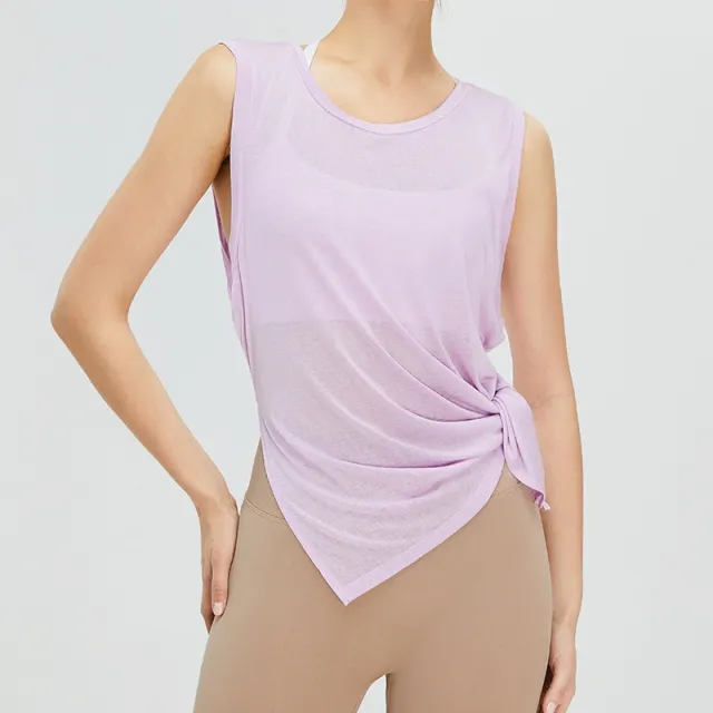 New Lightweight Quick drying Yoga Blouse Women's Sleeveless Loose Workout Clothes Sports Top Lilac Purple - Shop at LoveMi