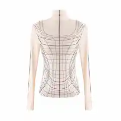 Line Tattoo Clothing Turtleneck Bottoming Shirt Women's High Elastic Long Sleeve T-shirt - Apricot - View 1