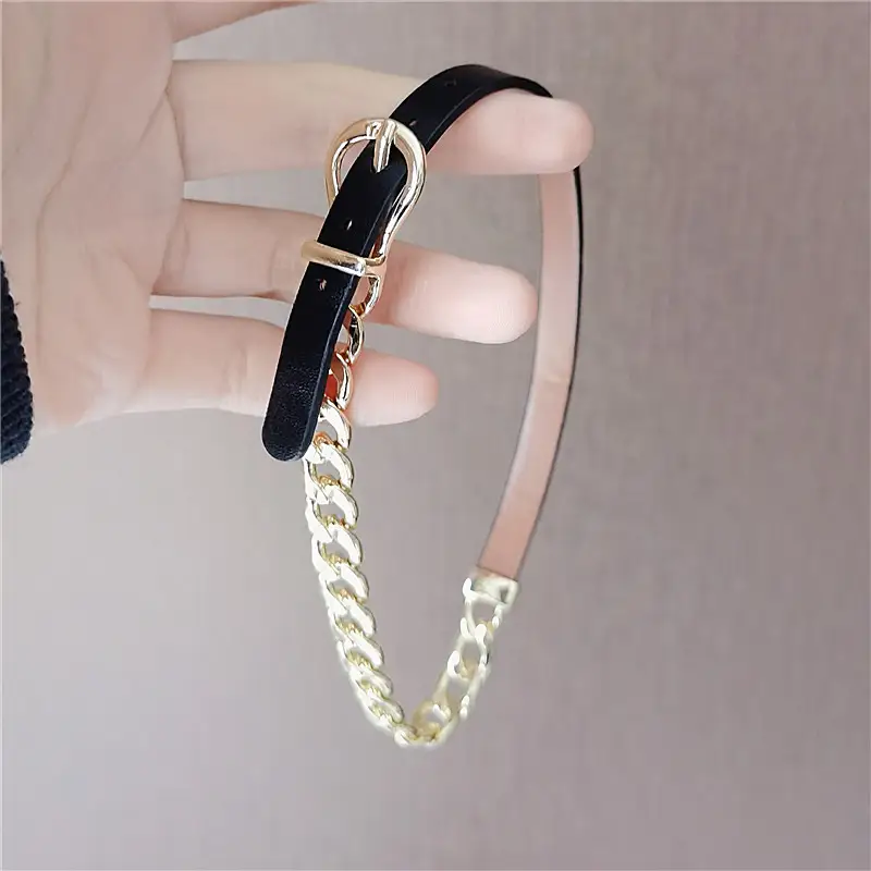 Black Leather Rope Short Necklace Women