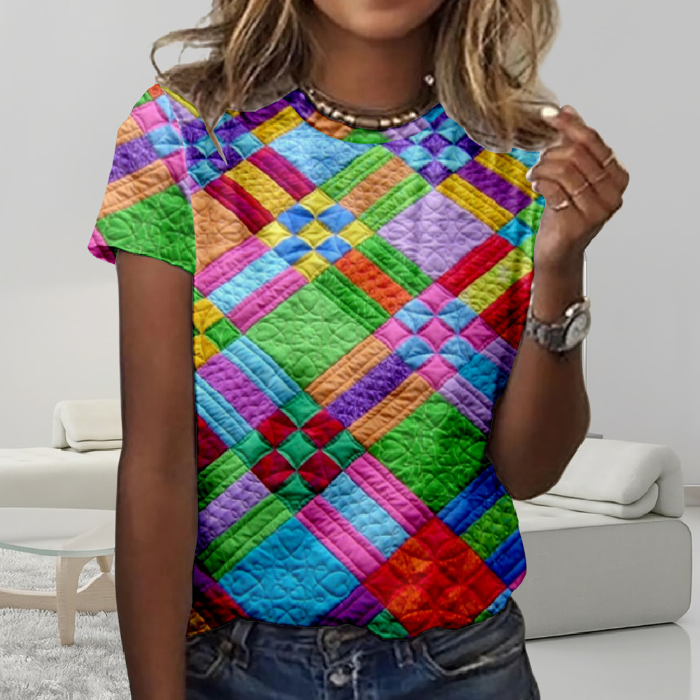 Women's Round Neck T-shirt Creative Shading