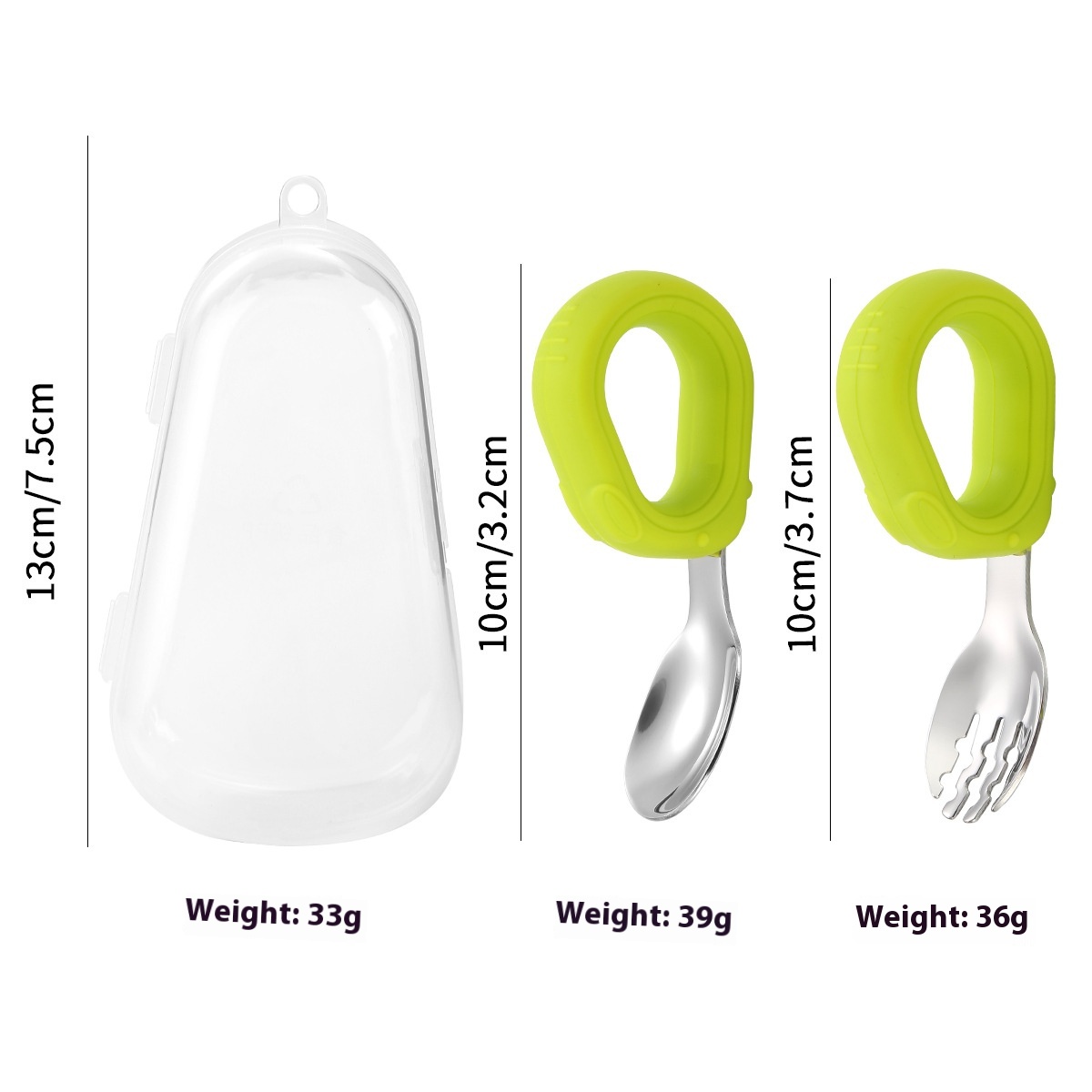 Silicone Handle 304 Stainless Steel Children Training Spork