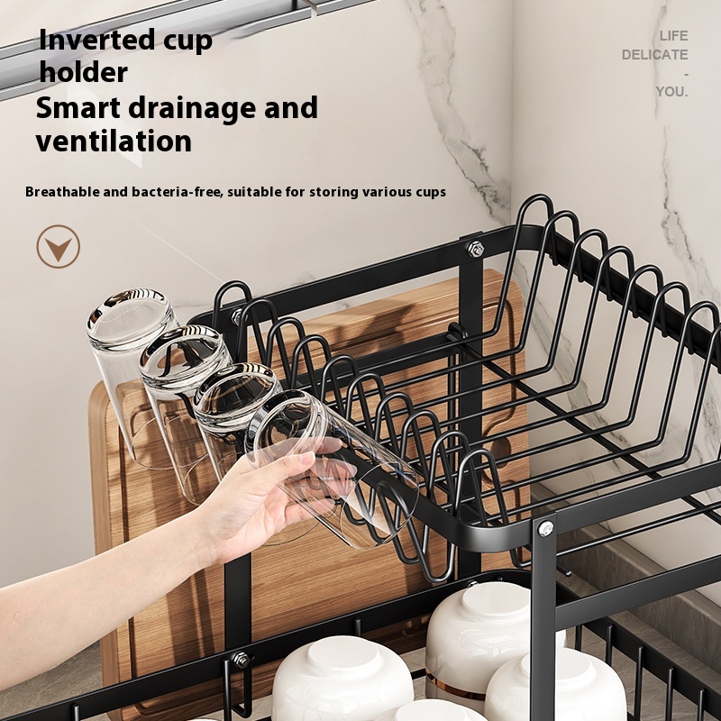 Self-draining Bowl Rack Multi-functional Storage Rack Countertop Draining - Image 2