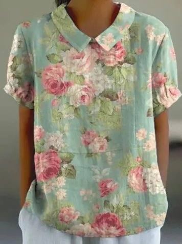 Women's Loose Printed Crew Neck Top 10Color - Shop at LoveMi