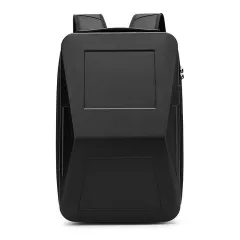 Men's 14-inch Computer Bag With Scalable Hard Shell Business Backpack - Black - View 1