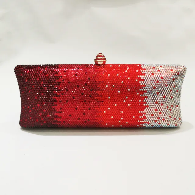 Gradient Rhinestone Women's Dinner Clutch Shoulder Bag Red - Shop at LoveMi