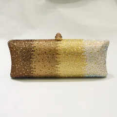 Gradient Rhinestone Women's Dinner Clutch Shoulder Bag - Gold - View 1