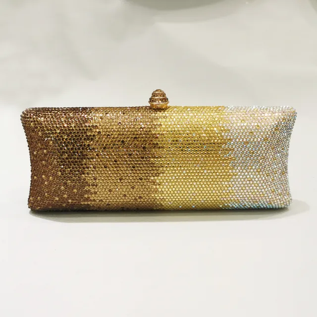 Gradient Rhinestone Women's Dinner Clutch Shoulder Bag Gold - Shop at LoveMi