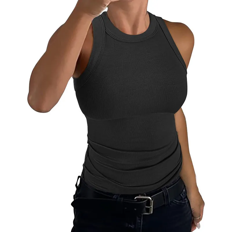 Crew Neck Slim-fit Tank Top For Women - Black