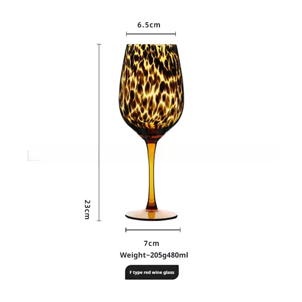 Leopard Print Goblet Vintage Handmade Fashionable Wine Glass - Red Wine Glass Leopard Print