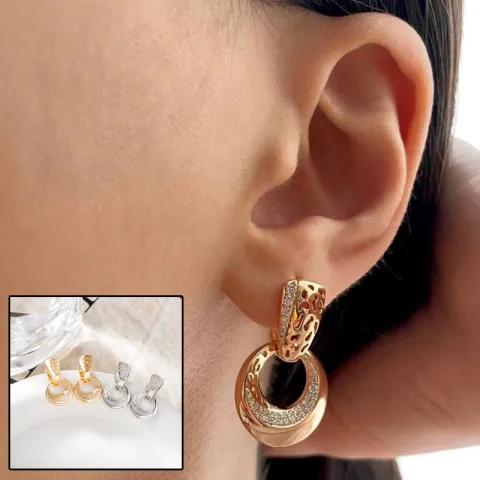Luxury Hollow Round Moon Rose Gold Silver Color Drop