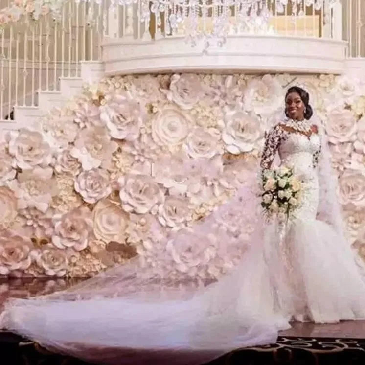 Long Sleeves Mermaid White Wedding Dress