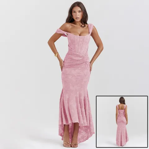 Mozision Off-shoulder Backless Sexy Evening Dress for Women Purple