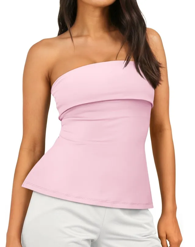 Women's Tube Top Off shoulder Backless Cute Pink - Shop at LoveMi