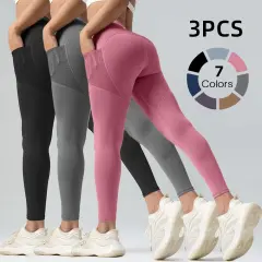 Thin Gym Pants With Buttock Mesh Tight Side Pockets - 3Pcs Set - View 1