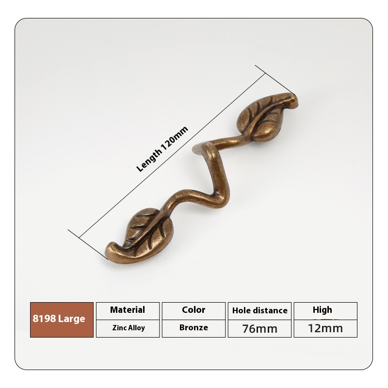 Retro Small Leaf Double Hole Handle New Chinese Zinc Alloy