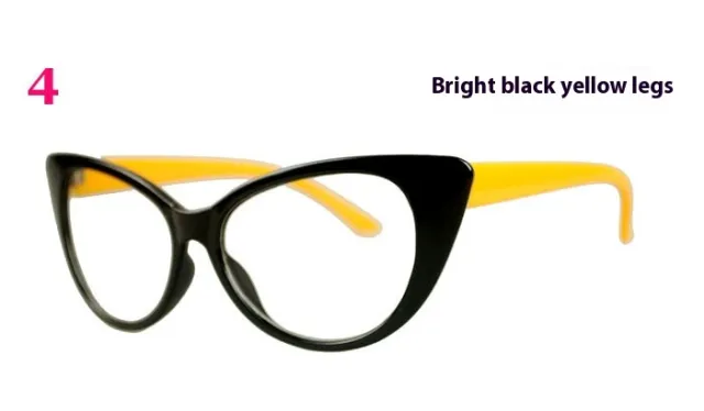Classic Retro Women's Cat Eye Plain Glasses Yellow - Shop at LoveMi