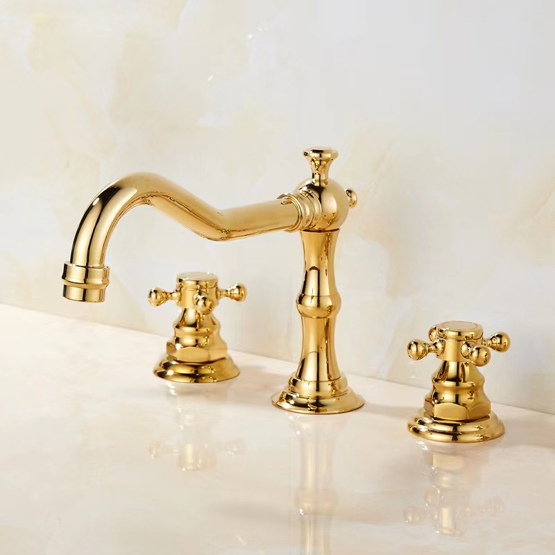 Retro Bathroom Double Handle Split Three-hole Faucet