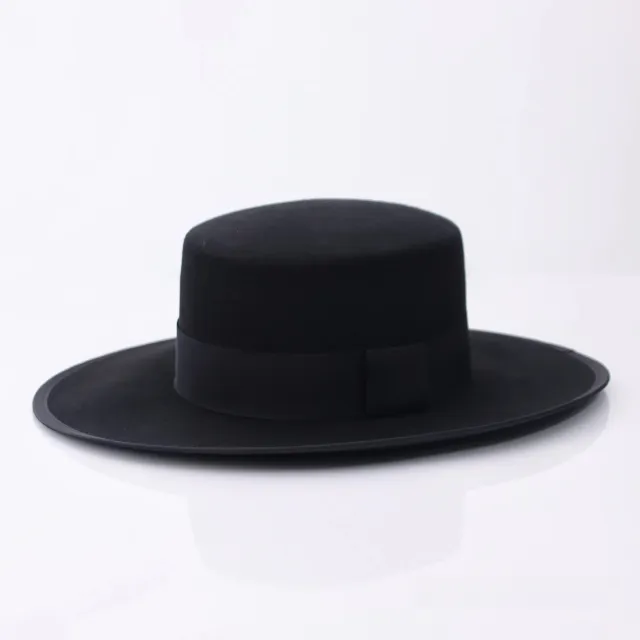 Autumn And Winter New Fashion All match Flat Top Woolen Bowler Hat Black - Shop at LoveMi