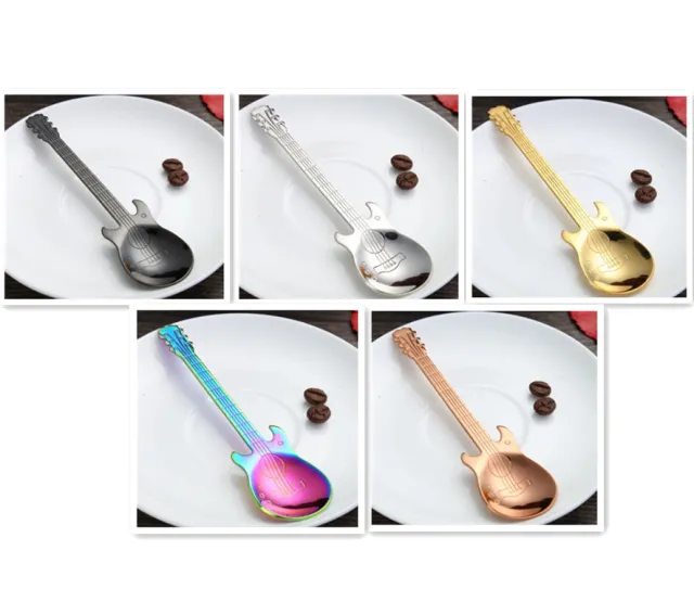 Guitar Coffee Spoon Set Stainless Steel Dessert Ice Cream Spoon Tea Spoon Coffee Accessories Set - Shop at LoveMi