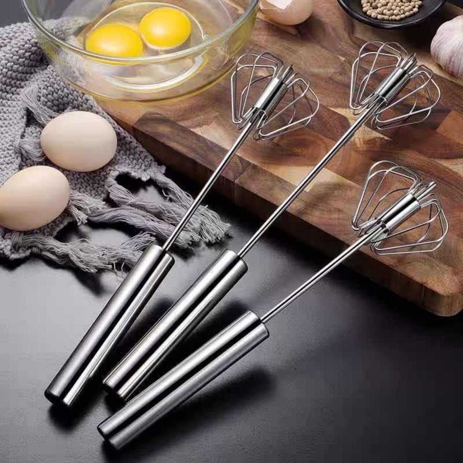 Stainless Steel Semi-automatic Egg Beater Rotating