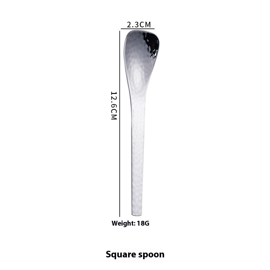 Japanese Style Hammer Pattern 304 Stainless Steel Dessert Spoon Fruit Cake