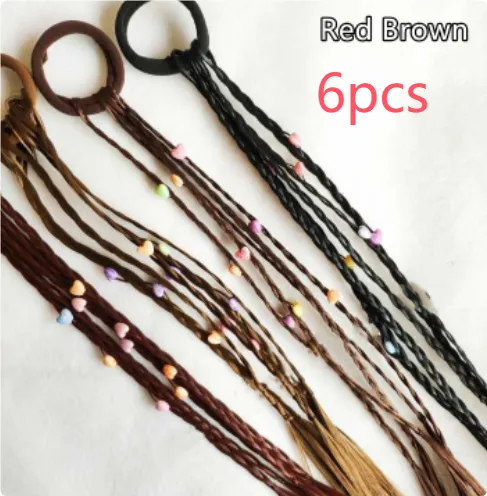 Festive Performance Colorful Bead Twist Braid Red Brown 6Pcs - Shop at LoveMi