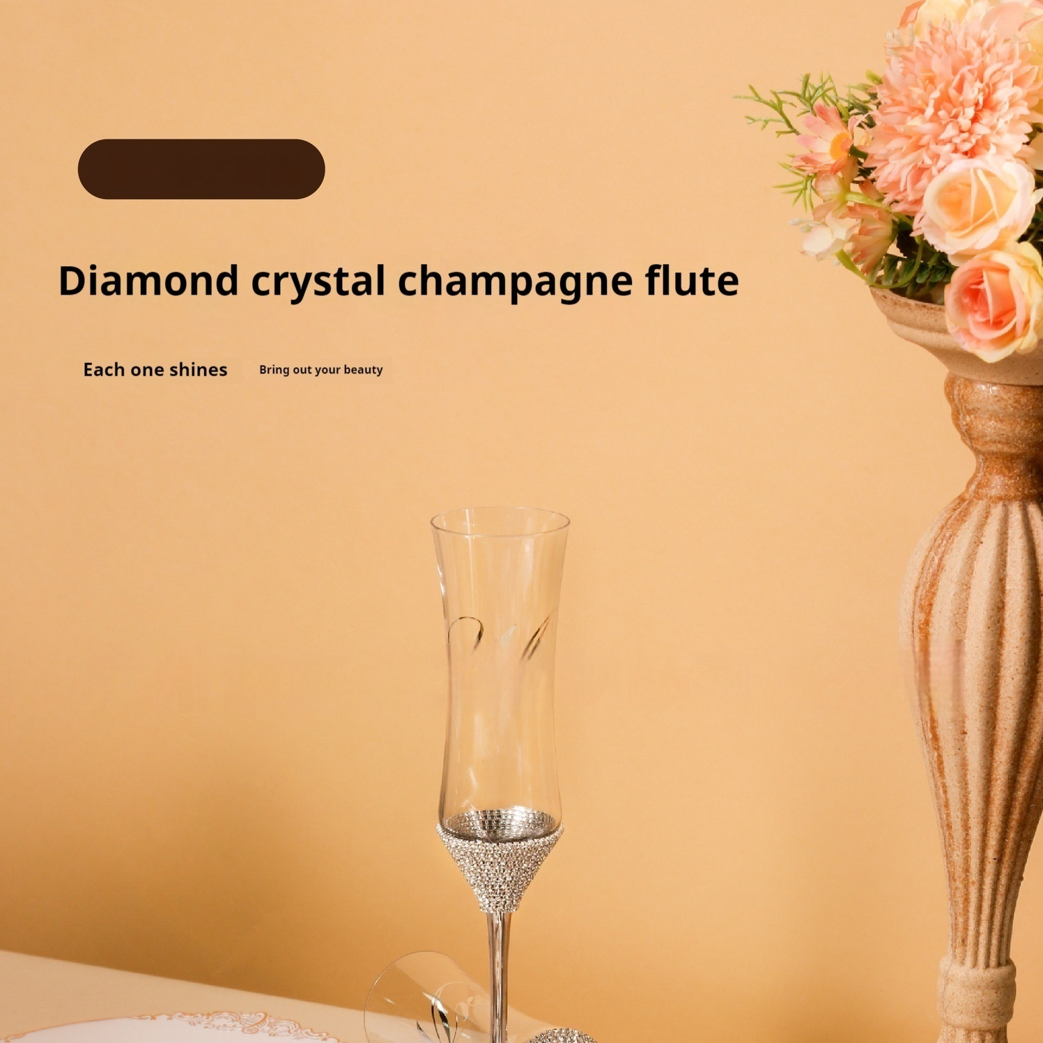 New Silver-plated Diamond Champagne Glass Cake Knife And Shovel Four-piece Set