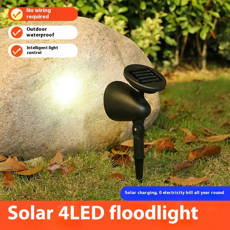 Solar Lawn Spotlights 4LED Courtyard Outdoor Waterproof