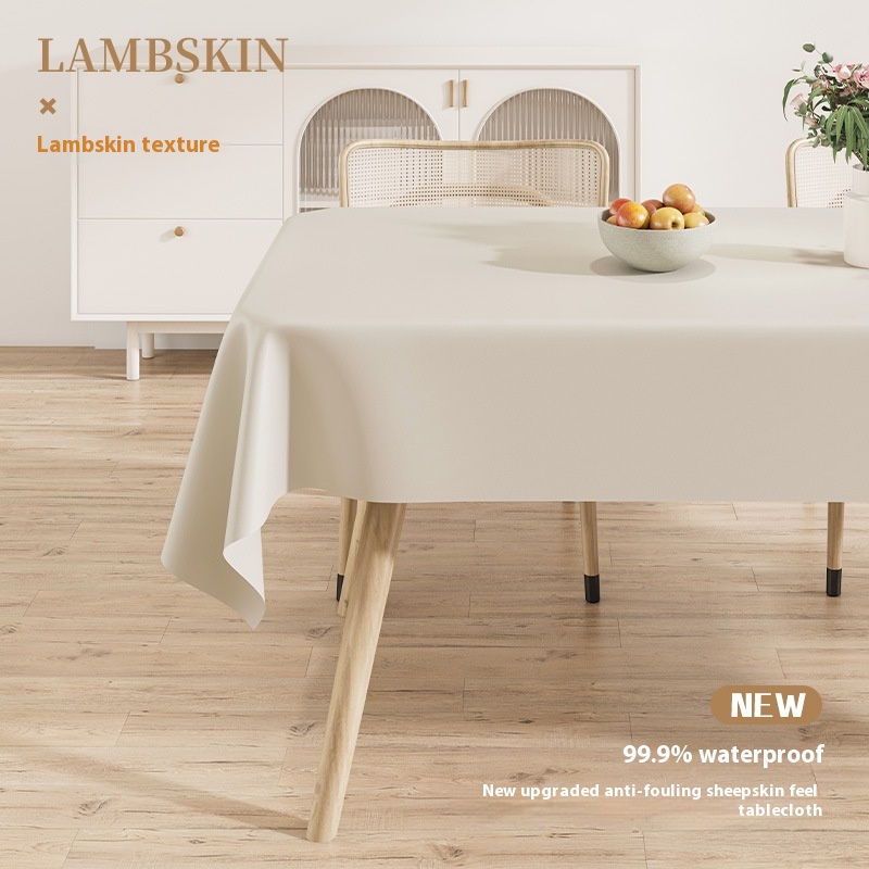 Cream Lambskin Tablecloth Water-proof, Oil-proof And Non-slip