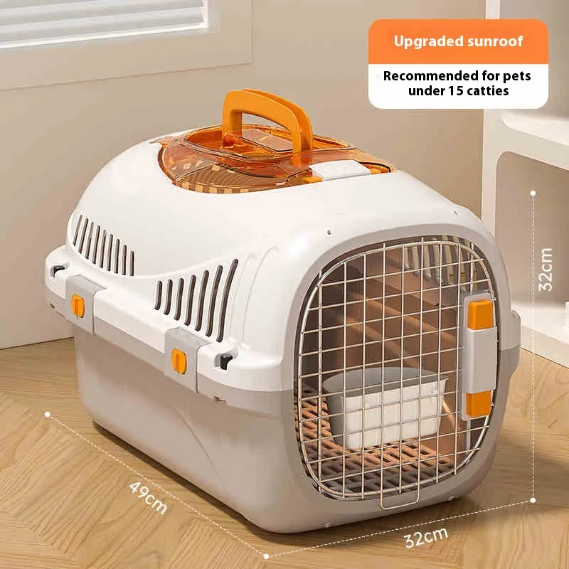 Cat Flight Case Portable Outing Cat Cage - With Skylight