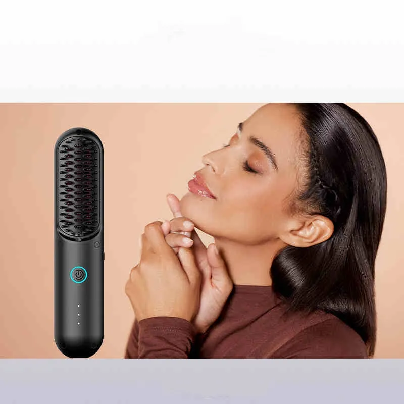 Lite Wireless Straight Comb Anion Portable Fluffy Anti-scald Straight - Classic Black