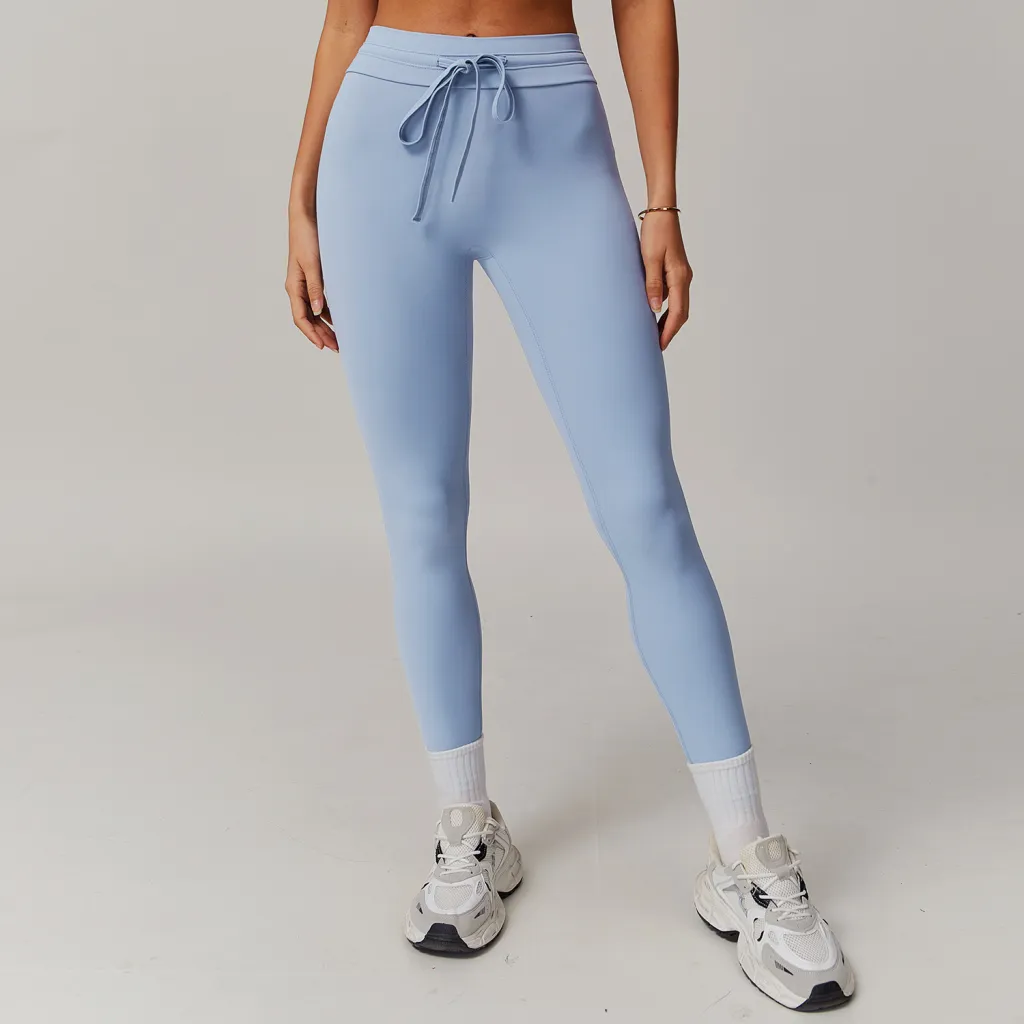 Cloud Sense High Waist Yoga Pants Belly Contracting Hip Raise Fitness Pants - Gray