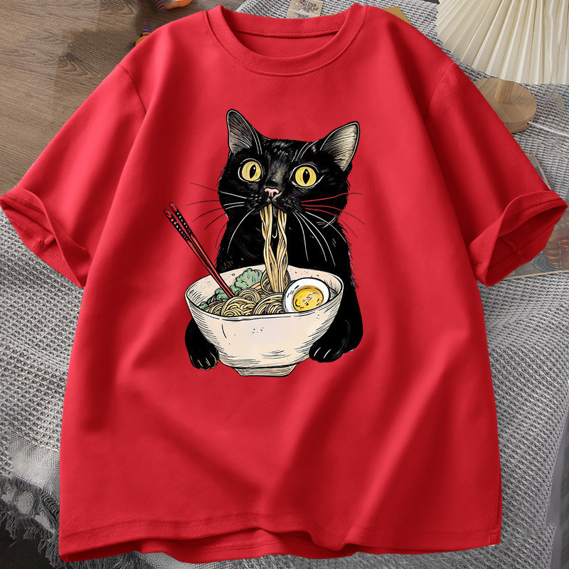 Noodle Ramen Cat T-Shirt Foodie Lover T Shirts