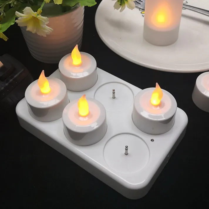 6-seat White Shell Led Charging Electric Candle